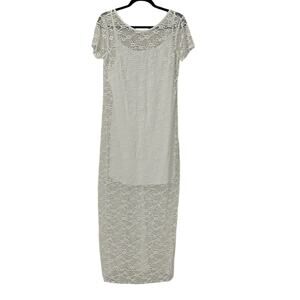 Elegant White Lace Maxi Dress With Short Sleeves Womens Size Large NWT